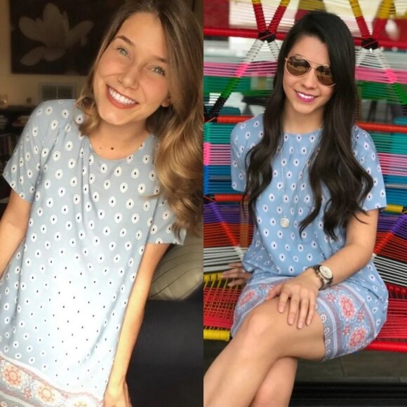 Lulus Secret Paradise Blue Print Shift Dress Size XS Bohemian Mini Festival Boho - Picture 11 of 15